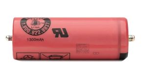 Аккумулятор 18500 Li-Ion Sanyo оригинал UR18500Y 2pins для бритв Braun, 1300mAh, 2.6A, 4.2/3.7/2.75V, Red