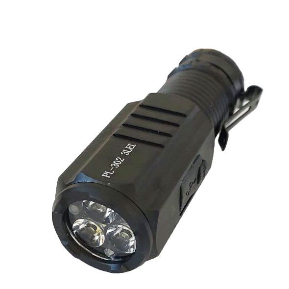 Фонарь PL-302-3LED, 1x18350, индикация заряда, ЗУ Type-C