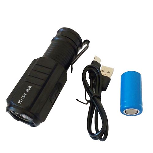 Фонарь PL-302-3LED, 1x18350, индикация заряда, ЗУ Type-C