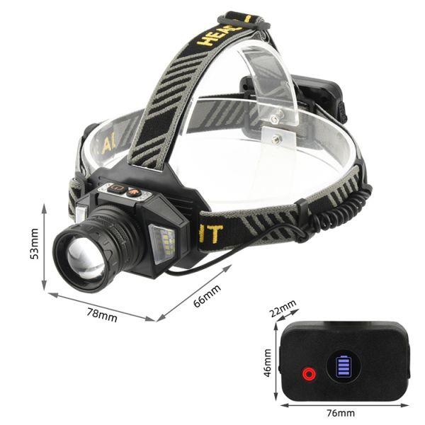 Фонарь налобный T503A-2TG(white+yellow)+SMD(white+red), Motion Sensor