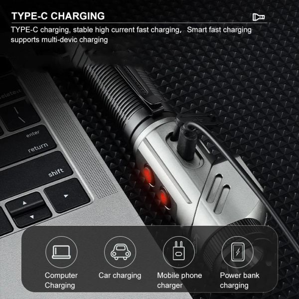 Тактический фонарь YEMAO YM-F303X, 1600LM, аккумуляторы 2x21700 (2x5000 mAh), поворотная голова