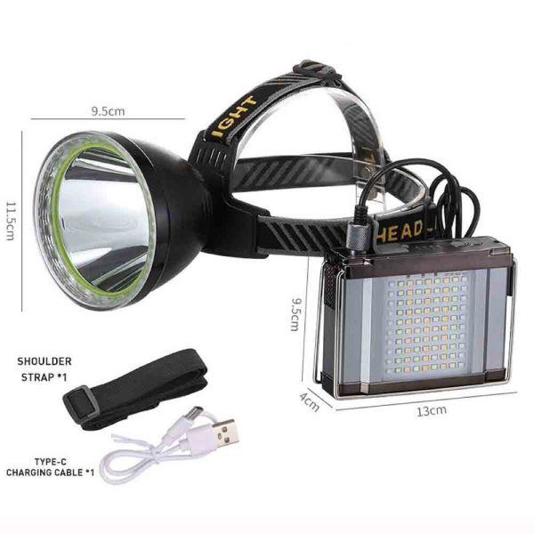 Фонарь налобный YEMAO YM-T100 XHP50+SMD, белый, красный, Li-Ion внешний аккумулятор, ЗУ Type-C
