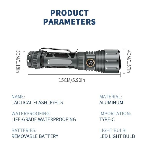 Тактический фонарь YEMAO YM-А60, 1200LM, аккумулятор 18650 (3200 mAh)