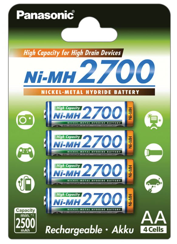 Акумулятори Panasonic High Capacity AA 2700 мАч 4BP NI-MH 4 шт (BK-3HGAE/4BE)
