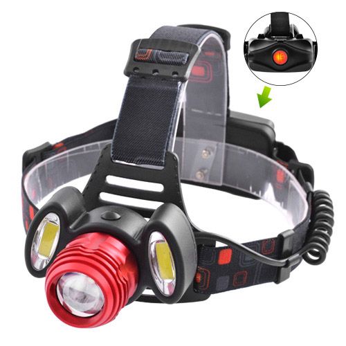 Фонарь налобный Police 2117-T6+2COB, 2x18650, zoom, ЗУ microUSB