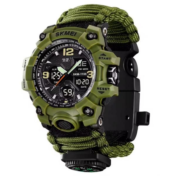 Годинник наручний 1155BAG SKMEI PARACORD, ARMY GREEN (10461)