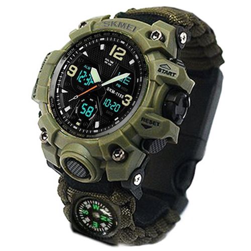 Часы наручные 1155BAG SKMEI PARACORD, ARMY GREEN (10461)