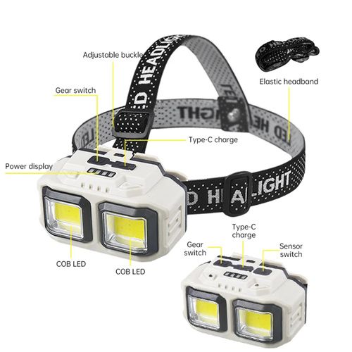 Ліхтар налобний HX-816S-2COB(white+red)