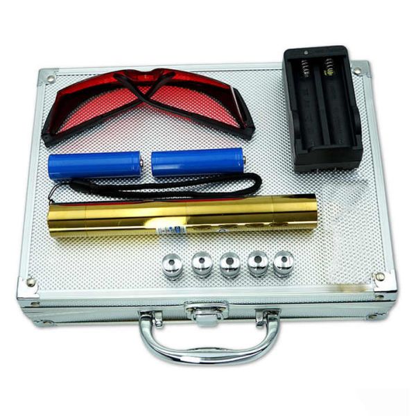 Ліхтар-лазер синій YX-B008 GOLD, ЗП 220V, 2x16340, 5 насадок