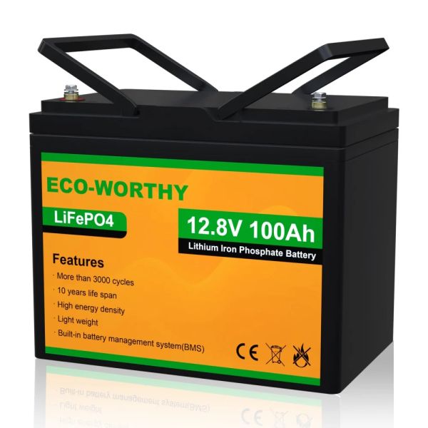 Аккумулятор ECO-WORTHY LiFePO4 12V 100Ah (1280Wh) со встроенным BMS 3000+ циклов