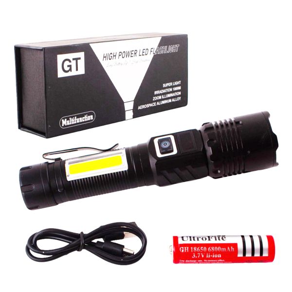 Ліхтар COB18-WHITE LASER LED PM10-TG+COB, 1x18650, power bank, магніт, ЗУ Type-C