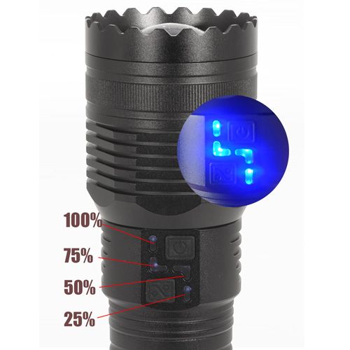 Фонарь ручной X-Balog F808 WHITE LASER LED PM60-TG, 8х18650, power bank, индикация зарядки, ЗУ Type-C, zoom, Box
