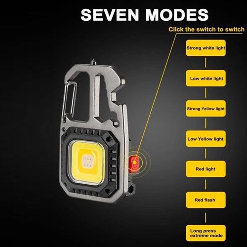 Ліхтар брелок KL-535/5138-COB ULTRA(white+yellow+red), multitool, Li-Ion акум., магніт, карабін, вукрутка, Type-C 