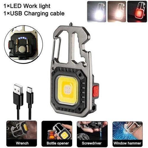 Ліхтар брелок KL-535/5138-COB ULTRA(white+yellow+red), multitool, Li-Ion акум., магніт, карабін, вукрутка, Type-C 