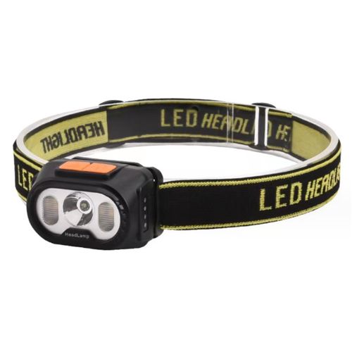 Фонарь налобный 2303-XPE+4SMD(yellow+red), Motion Sensor, Li-Ion аккум., ЗУ Type-C