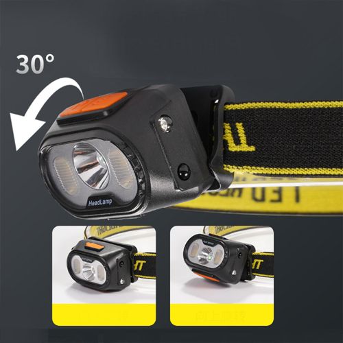 Фонарь налобный 2303-XPE+4SMD(yellow+red), Motion Sensor, Li-Ion аккум., ЗУ Type-C