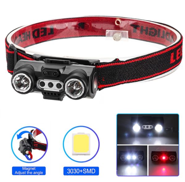 Фонарь налобный 6532-3030+SMD(WHITE+RED)