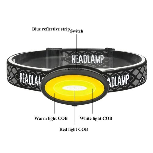 Фонарь налобный C04-COB (white+yellow+red), Li-Ion аккум., ЗУ Type-C