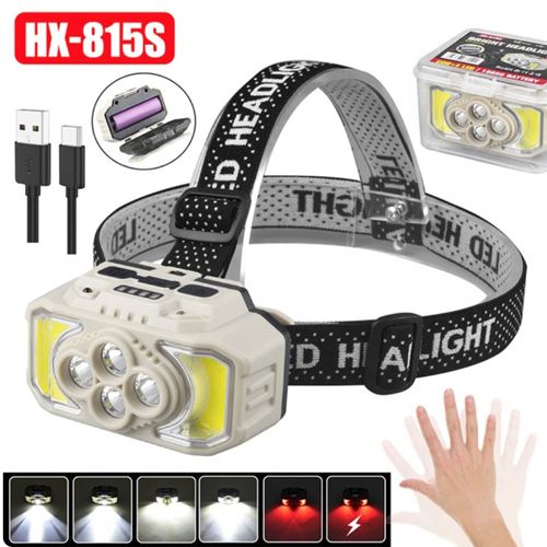 Фонарь налобный HX-815S-4XPE+2COB(white+red)