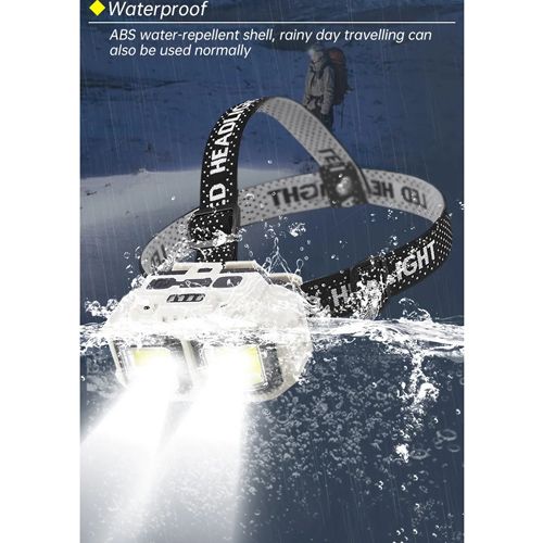 Фонарь налобный Police HX-816-2COB(white+red), Waterproof, 1x18650, ЗУ Type-C