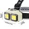 Фонарь налобный Police HX-816-2COB(white+red), Waterproof, 1x18650, ЗУ Type-C