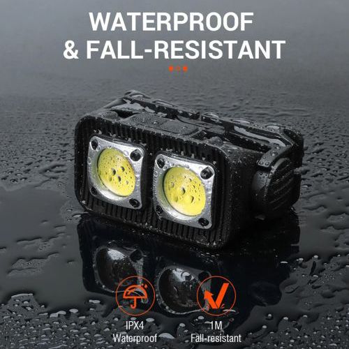 Фонарь налобный K372-2COB(white+red), Motion Sensor, Li-Ion аккум., индикация заряда, ЗУ Type-C