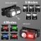 Фонарь налобный T131-XPE+3SMD(red+green+blue+UV), Motion Sensor, Li-Ion аккум, магнит, клипса, ЗУ Type-C, Box
