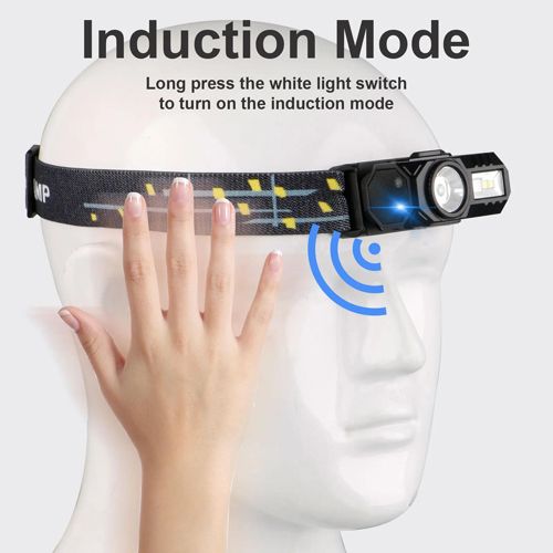 Фонарь налобный T131-XPE+3SMD(red+green+blue+UV), Motion Sensor, Li-Ion аккум, магнит, клипса, ЗУ Type-C, Box