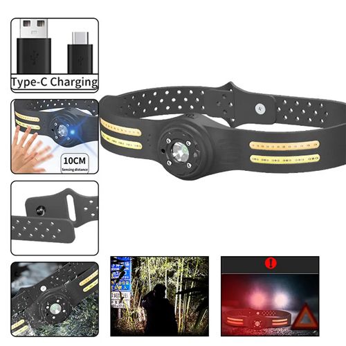 Ліхтар налобний T134-XPE+4COB (white+yellow+red), Motion Sensor, IPX4, Li-Ion акумулятор