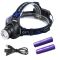 Фонарь налобный Bailong V9-XPE+UV, 2x18650, ЗУ microUSB, zoom