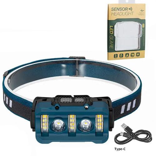 Ліхтарик налобний Police W-6112A-2XPE+12SMD+6SMD(white+red), Motion Sensor, Li-Ion акум., ЗП Type-C, Box