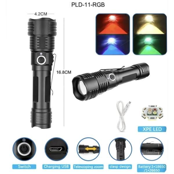 Фонарь PLD 11-4XPE(RGB) 4-и светодиода