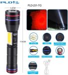 Фонарь ручной PLD-231 WHITE LASER LED PM10-TG+COB(white+red), 1х26650, power bank, индикатор зарядки, ЗУ Type-C 