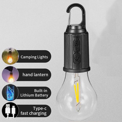 LED лампочка з акумулятором HK-169-COB, Lithium Battery, гачок, ЗУ Type-C