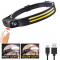 Ліхтар на чоло BL-W689-LM+2COB (white+yellow), Sensor, Li-Ion аккум., Type-C