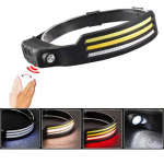 Фонарь налобный BL-W689-LM+3COB (white+yellow), Sensor, Li-Ion аккум., Type-C