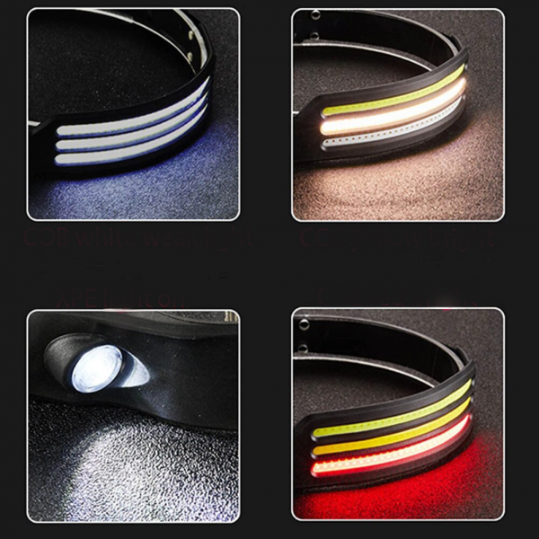 Фонарь налобный BL-W689-LM+3COB (white+yellow), Sensor, Li-Ion аккум., Type-C