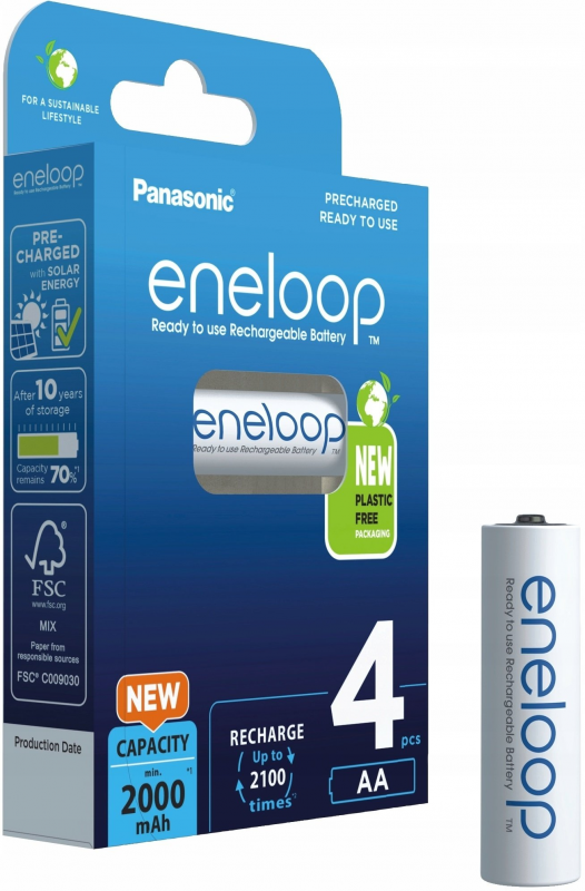 Аккумулятор Panasonic Eneloop AA 2000 мАч Ni-MH 4 шт (BK-3MCDE/4BE) оригинал