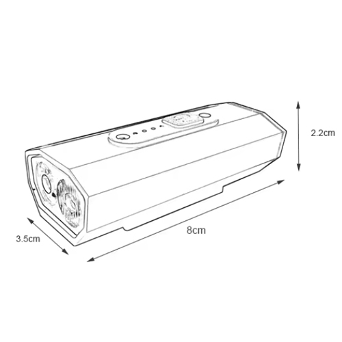 Велофара BK-08/01 Pro-2XPE, ALUMINUM, индикация заряда, Waterproof, ЗУ Type-C