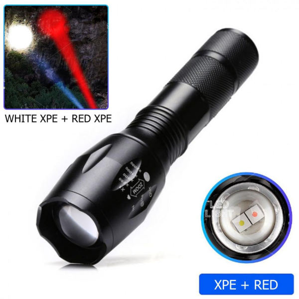 Ліхтарик R5-2XPE (white+red), 1х18650/3xAAA, zoom