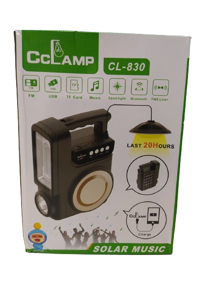 Фонарь на солнечной батарее с PowerBank 4000мАч, FM, MP3, Bluetooth CL-830