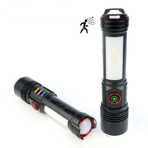 Фонарик NVF PLD-2307 WHITE LASER LED PM10-TG+COB(red+blue+yellow), Motion Sensor Li-Ion аккум., power bank, ЗУ Type-C, zoom, Box