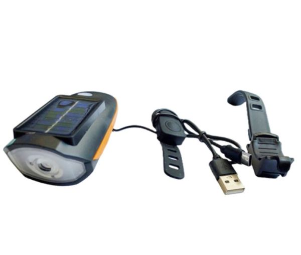Велофонарь с сигналом 7599/S7588, солнечная батарея, Waterproof