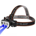 Фонарь налобный SQ-815-2-3LM+2LED (blue), встроенный аккумулятор ЗУ microUSB