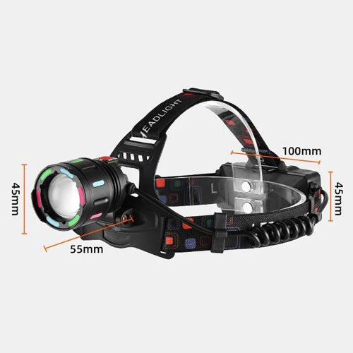Ліхтарик налобний NIGHT VISION FLUORESCENCE SY-8087-PM10-TG, 2x18650, signal light, fluoreccent patch, ЗУ Type-C, zoom, Box