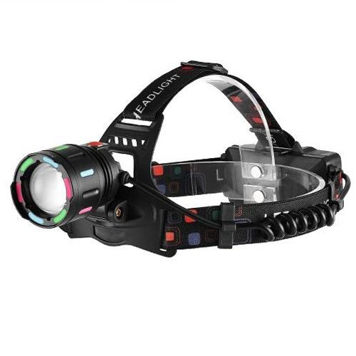 Фонарь налобный NIGHT VISION FLUORESCENCE SY-8087-PM10-TG, 2x18650, signal light, fluoreccent patch, ЗУ Type-C, zoom, Box