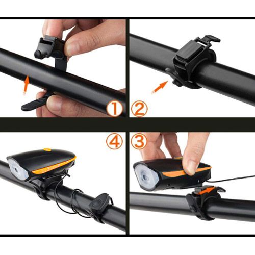 Велозвонок + фара 7588, USB, выносная кнопка
