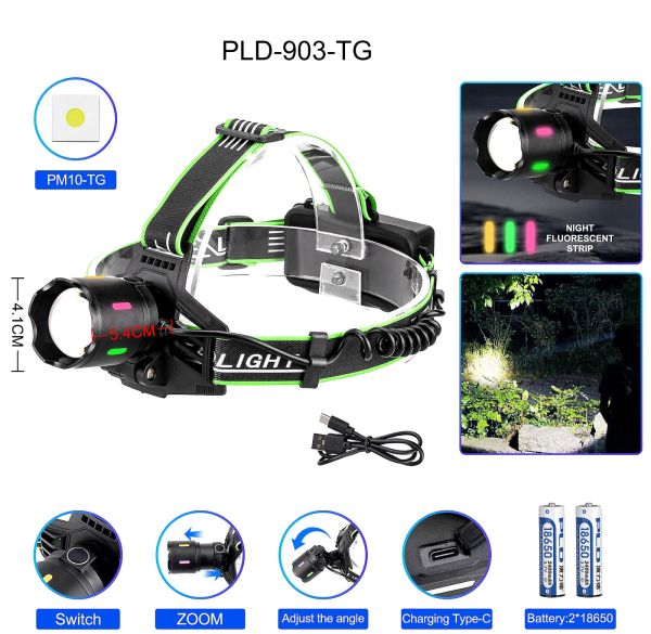 Фонарь налобный NIGHT VISION FLUORESCENCE PLD-903-TG