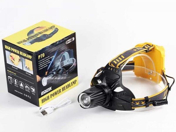 Фонарь налобный Police W643-P70, ЗУ microUSB