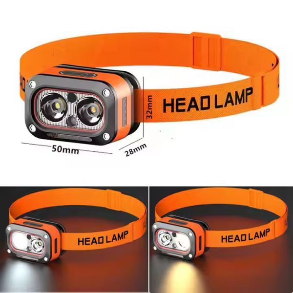 Фонарь налобный G08-2XPG(white+yellow)+LED(red)